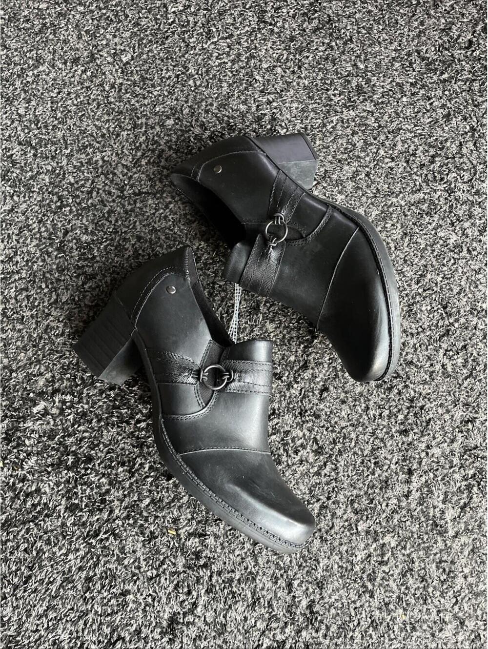 Earth Origins Leather Shootie Heeled Boot - Wheaton Winnifred Women's 10 M Black